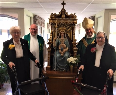 2018 Jubilee Picture of Sister Mary Thomas Neal, Fr. Anthony Droze, Sister Carmelita Boyd, Bishop Robert Guiglielmone Jubilee Celebration 2018