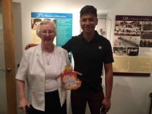 IMG_2823 Sister Rosemary Boyd with Jesus Hernandez. Sister had kept a craft that Jesus made when he was in elementary school and they both enjoyed remembering making it together.